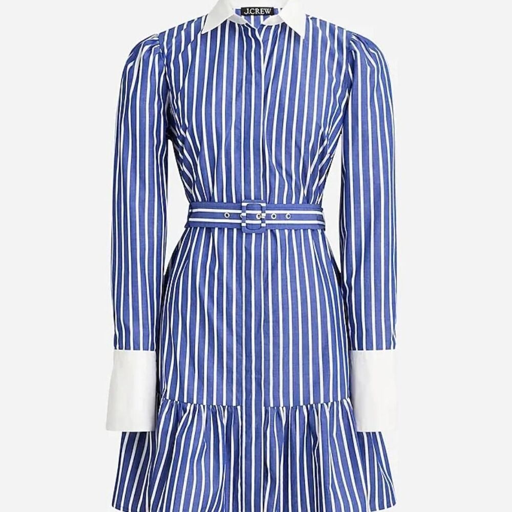 NEW WITH TAGS J. CREW Tiered Shirtdress In Cotton Poplin - 0